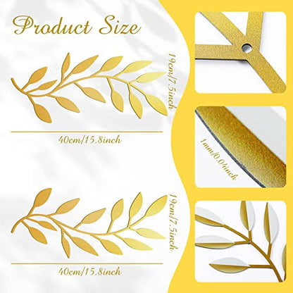 Zhengmy 2 Pcs Metal Leaf Wall Art Vine Branch Decor,Gold - color: Gold