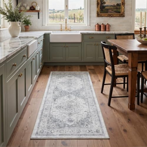 GENIMO 5X7 Area Rug for Living Room, Washable Boho Medallion Non Slip Thin - color: Dove Gray, size: 5' x 7' (Rectangular)