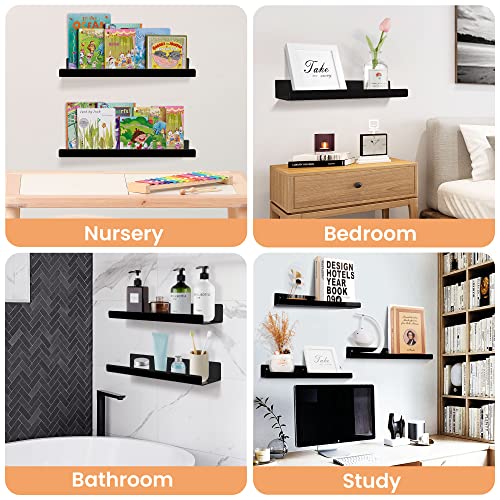 upsimples 4 Pcs 15" Acrylic Shelves for Wall Organize and Display, Black - color: Black