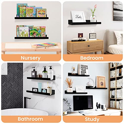 upsimples 4 Pcs 15" Acrylic Shelves for Wall Organize and Display, Black - color: Black