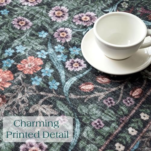 Floral 4x6 Entryway Rug, Black Green Washable Boho Bedroom Area Rug - color: Black / Multi, size: 4' x 6' (Rectangular)
