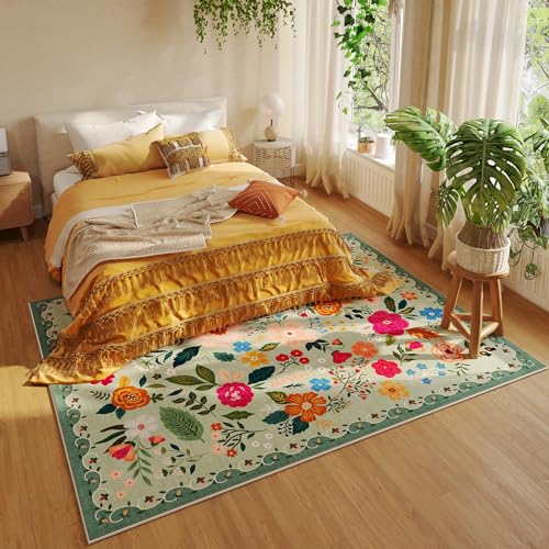Rugcomf Area Rug 5x7 Washable, Green - color: Green, size: 5' x 7' (Rectangular)
