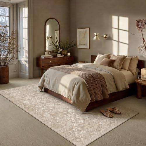 HUGEAR 5x8 Beige Neutral Area Rugs Washable Rug Carpet - color: Beige, size: 5' x 8' (Rectangular)