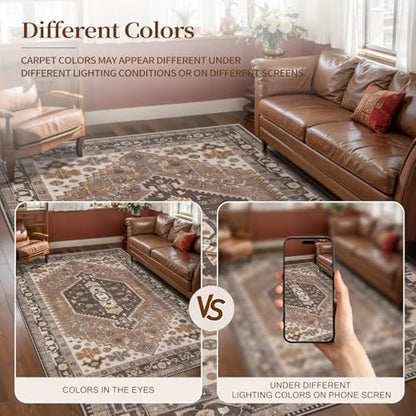 Ciicool 2x3ft Small Area Rug,Washable Boho Thin Mat for Entryway Kitchen - color: Hazel, size: 2' X 3' (Rectangular)