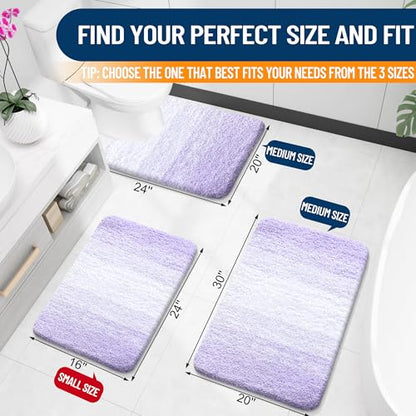 OLANLY Luxury Toilet Rugs U-Shaped 24x20, Soft Absorbent Microfiber Mat - color: Light Purple, size: 24" X 20" Contour Rug