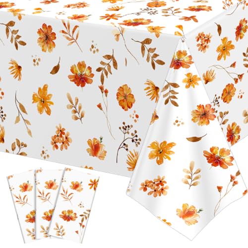 3 Pack Fall Wildflower Plastic Tablecloths, 54 X 108In Autumn Tablecloth - color: Fall Wildflower