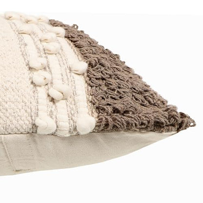 · REDEARTH · Boho Textured Handwoven Throw Pillow Cases - Boho Glam Taupe - color: Boho Glam Taupe, size: 18" x 18" (Pack of 2)