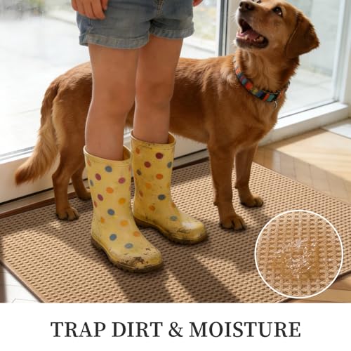 YIHOUSE Indoor Door Mat 32" x 70", Non-Slip Washable Entryway Mat, Dirt Trapper Absorbent Entrance Mat, Low Profile Floor Mat for Front/Back Door, Entryway, Khaki - color: Khaki, size: 32"x70" (Rectangular)
