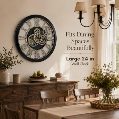 The B-Style Large Wall Clock, 24 inch, Black and Bronze - color: Black and Bronze, size: 24 inch (60 cm)
