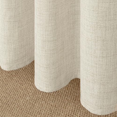 YoungsTex Linen Semi Sheer Curtains 45 Inch Length 2 Panels Set Rod Pocket - color: Linen, size: 42"W x 45"L (Pack of 2)