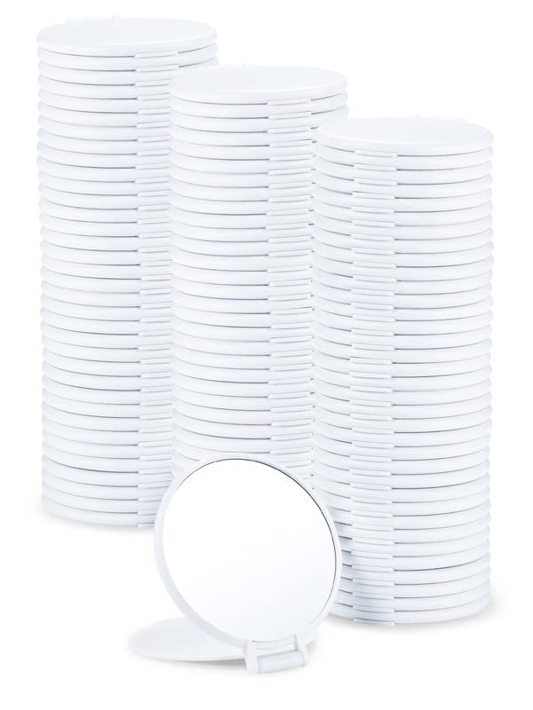 Qislee 96 Pack Compact Mirrors Bulk for Party Favors Purse Travel, White - color: 96 Pcs-white