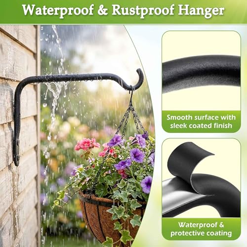 Lifyzoon Plant Hanger Brackets, 12 Inch 2-Pack Metal Hanging Wall Hooks - size: 12Inch-2Pack