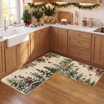 Baccessor Christmas Kitchen Rugs Set of 2, 17x29 and 17x47 Inch - color: Xmas Trees