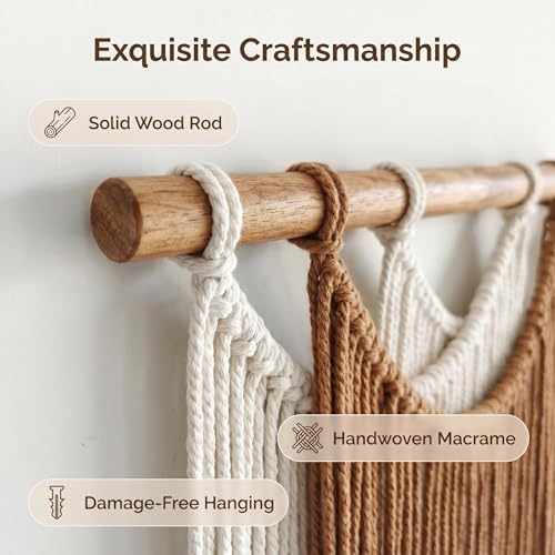 Jditngp Nordic Home Macrame Wall Hanging Hand Woven Bohemian Tassel Wall Hanging Wall Decoration Tapestry Gradient Brown Living Room Bedroom Entrance Hall Kitchen Corridor Wall Art 15.8''Lx47.2''W - color: brown2