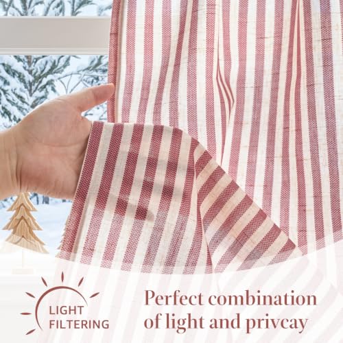 jinchan Linen Boxter Stripe Valances for Window 16 inch, Xmas Red, 1 Panel - color: Boxter Stripe | Xmas Red on Linen, size: 50"W x 16"L (Pack of 1)