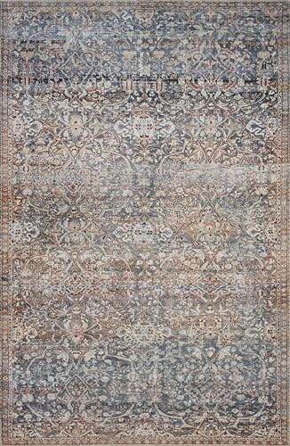 Loloi Chris Loves Julia Jules Denim / Spice 2'-0" x 5'-0" Accent Rug - color: Denim / Spice, size: 2' x 5' (Rectangular)
