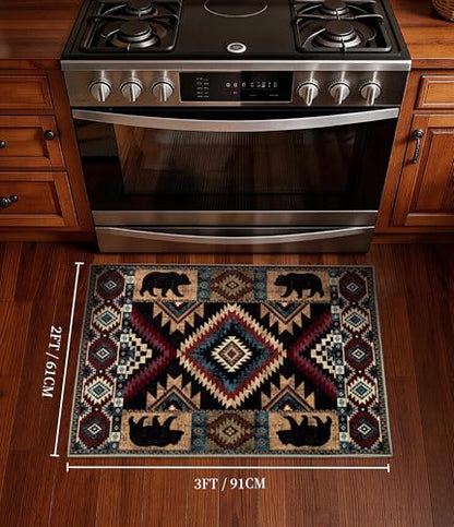 YIHOUSE Washable Western Cabin Area Rug 2x3 Entryway - color: Bear, size: 2' x 3'(Rectangular)