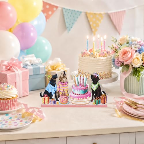 Smile Birthday Wooden Standing Decor Dog Party Cake Tiered Tray - style: Birthday