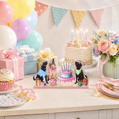Smile Birthday Wooden Standing Decor Dog Party Cake Tiered Tray - style: Birthday