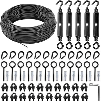String Light Hanging Kit, All-Black Globe String Lights Suspension - size: 3/16IN. X 164FT