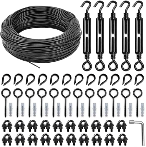 String Light Hanging Kit, All-Black Globe String Lights Suspension - size: 3/16IN. X 164FT