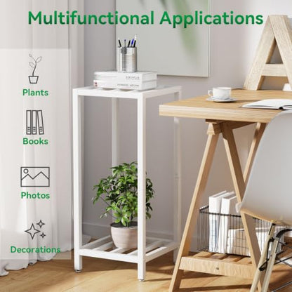 IBUYKE 30 Inch Tall Plant Stand Indoor, 2 Tier Flower Stand, White TMJ070W - color: White-Square