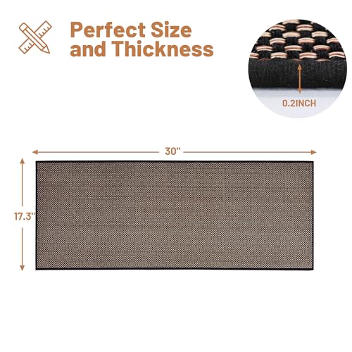 AIMPEAK Kitchen Rugs Non Slip Washable 17.3x30, Cushioned Rugs for Kitchen Floor, Absorbent Runner Rug Mats with Rubber Backing for Hallway, Bathroom, Bedroom, Office, Home Brown and Black, 17.3"x30" - color: Brown&black, size: 17.3"x30"