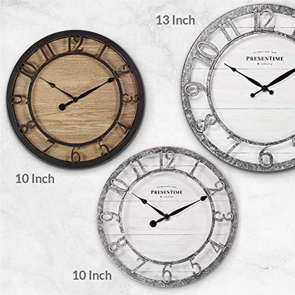 Presentime 13" Farmhouse Series Wall Clock - color: Galvanized Finish, size: 13 inch