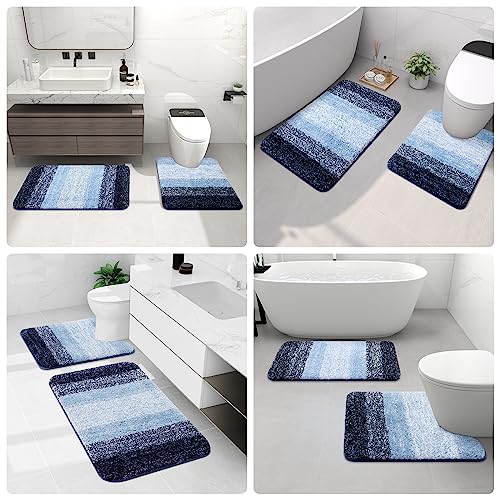 Arotive Microfiber Bathroom Rugs, Shaggy Soft Absorbent Bath Rug, 47x17 - color: Blue, size: 47" X 17"