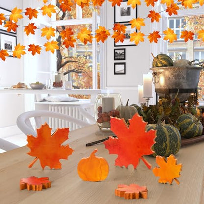 Bencailor 12 Pcs Fall Table Decoration Pumpkin Maple Leaf Tiered Tray Decor - style: Classic