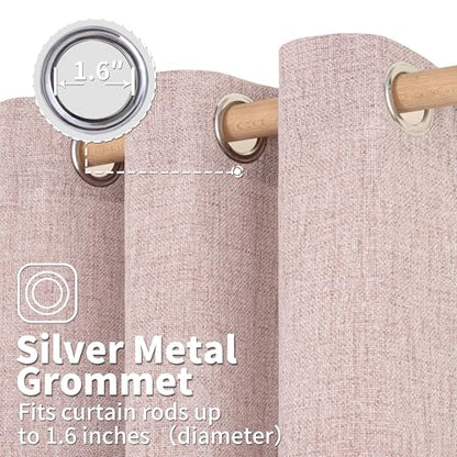 BGment Pink Faux Linen Curtains 63 Inch Length 2 Panels for Bedroom - color: B - Linen Rose Pink, size: 52"W x 63"L (Pack of 2)