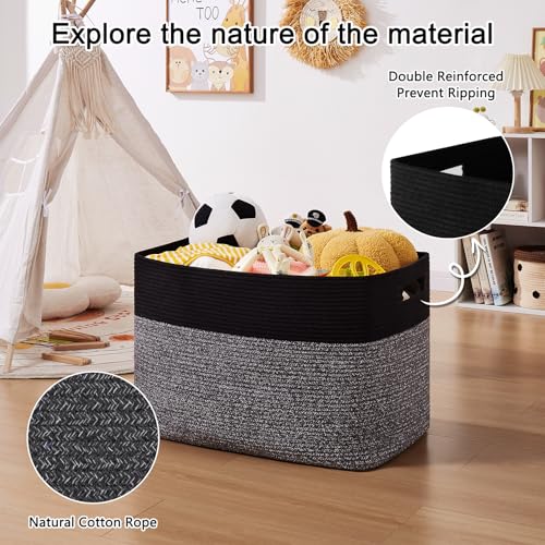 OIAHOMY 108L Extra Large Blanket Basket Dog Toy Basket Grey/Black - color: Grey/Black