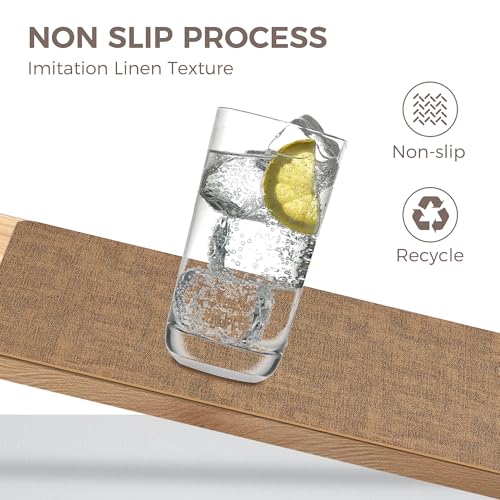 NCUE Vinyl Placemats Set of 6, 17"x12" Wipeable Place Mats with Coasters - color: Light Brown, size: Set of 6