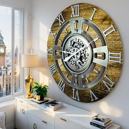 ImprovingLife The Gears Clock Real Moving Gear Wall Clock England Line (Gold Antique, 36 inches (90 cm)) - color: Gold Antique, size: 36 inches (90 cm)