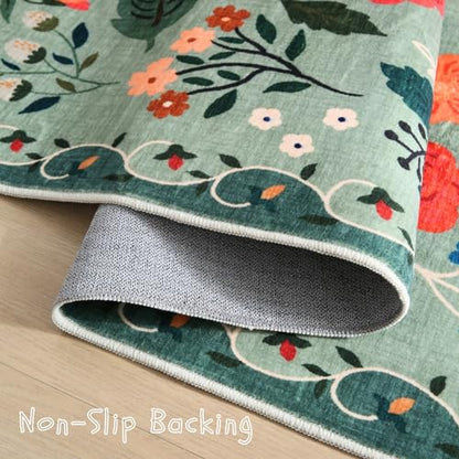 Rugcomf Area Rug 4x6 Washable, Green - color: Green, size: 4' x 6' (Rectangular)