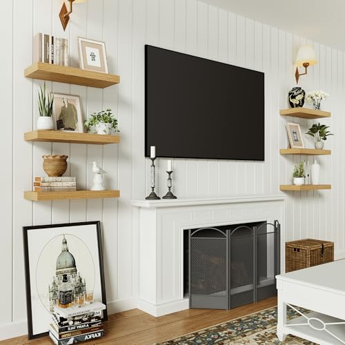 Vivelove Floating Shelves for Wall Mounted 16 inch Set of 2, Oak - color: Oak, size: 16”wx6.7”dx1.4”h