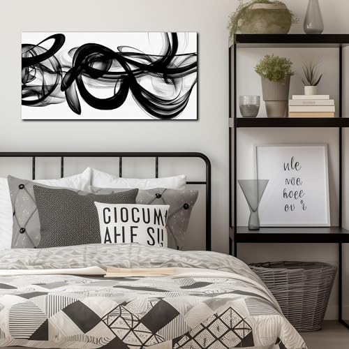 Black And White Abstract Canvas Wall Art For Bedroom Office Living Room - color: Black, size: 40"L x 20"W