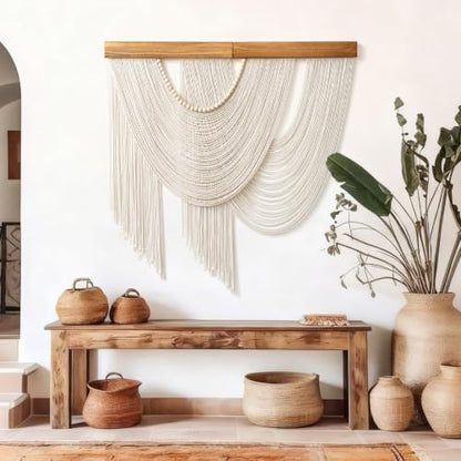 MEIVINES Large Macrame Wall Hanging Boho Tapestry Macrame Wall Art Decor - color: Beige