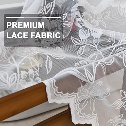 White Lace Shower Curtain with Attached Valance, 72 x 72 Inch 1 Panel - color: White, size: 72"W x 72"L (Pack of 1)