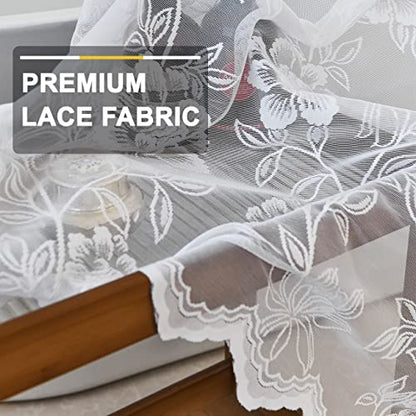 White Lace Shower Curtain with Attached Valance, 72 x 72 Inch 1 Panel - color: White, size: 72"W x 72"L (Pack of 1)