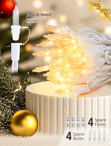 Hopolon Clear Christmas Lights, 13 FT 50 Count String Lights White Wire - color: Clear,White Wire, size: 1PACK, 50 count