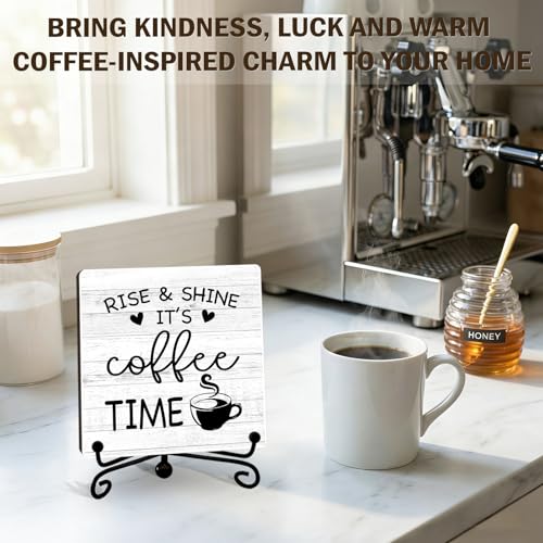 Minimalism Coffee Bar Decor, 5"x5" Coffee Bar Sign - color: Pure Driftwood White