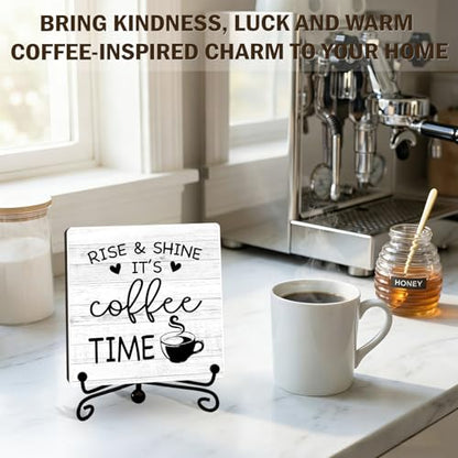 Minimalism Coffee Bar Decor, 5"x5" Coffee Bar Sign - color: Pure Driftwood White