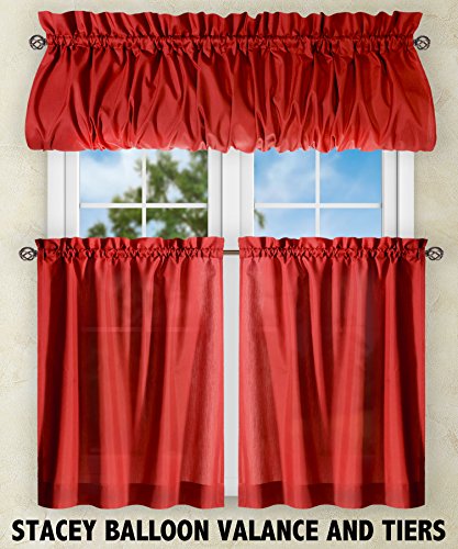 Ellis Curtain Stacey 54-by-13 Inch Ruffled Filler Valance (Red) - color: Red