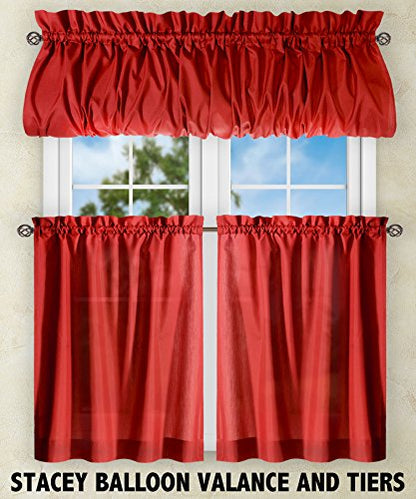 Ellis Curtain Stacey 54-by-13 Inch Ruffled Filler Valance (Red) - color: Red