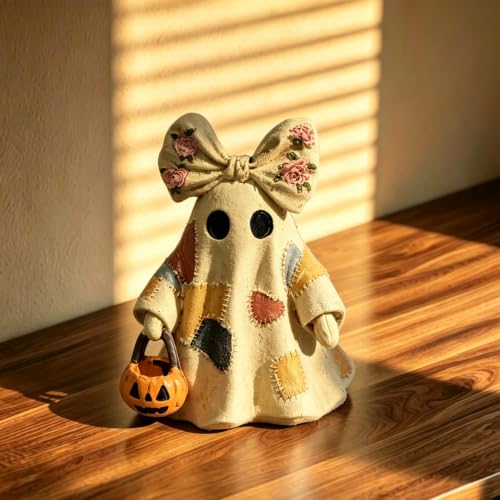 Halloween Ghost Figurine Cute Bow Resin Ghost Statue 1 Pcs - color: Styl 23