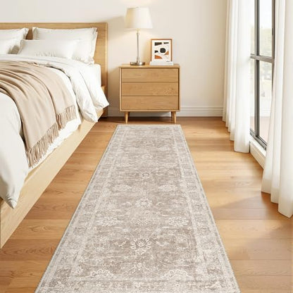 Madane Rug Runner for Hallway 2.5x8, Washable Kitchen Runner Rug Brown/Sand - color: Brown/Sand, size: 2'6" x 8' (Runner)