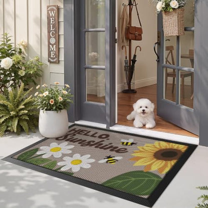 LUMI Outside Welcome Door Mat 36x59, Non-Slip Durable Rubber Easy Clean - color: Sunshine, size: 36"x59"