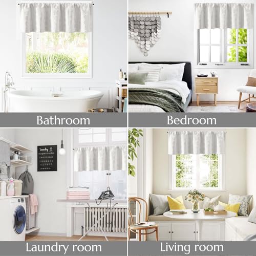 jinchan Striped Valance 16 Inch Modern Boho 1 Panel Silver on White - color: Boho| Silver on White, size: 52"W x 16"L (Pack of 1)