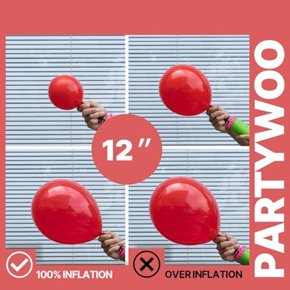 PartyWoo Pink and Red Balloons 66pcs 12 Inch Pink Red White Gold Balloons - color: Red-2863